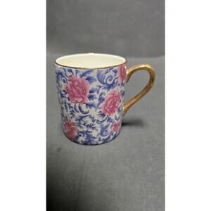 Vintage Gift Match 1997 Fine Bone China Floral Mug Pink Roses England Gold